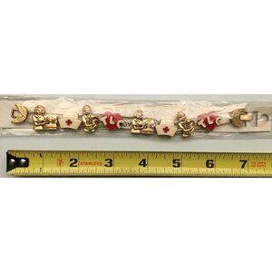 Pediatric Nurse Slide Charm Bracelet Vintage Gold Tone NICU Medical TLC Doctor